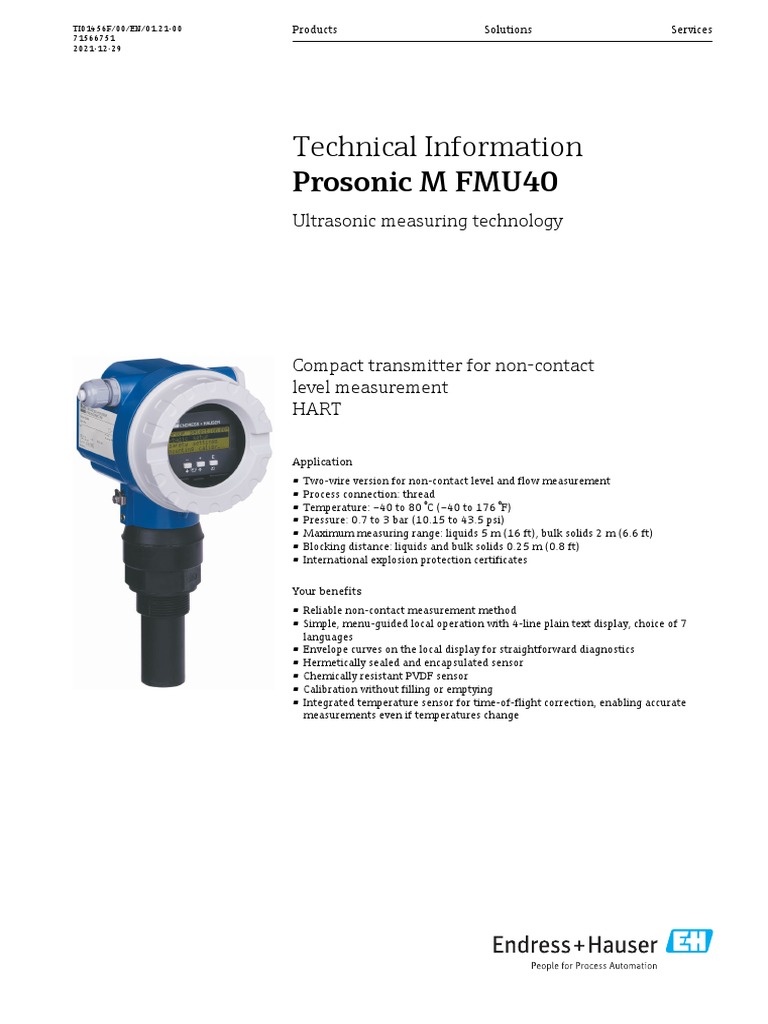 Lit 122 Fmu40 TNB2C4 PDF Decibel Ultrasound