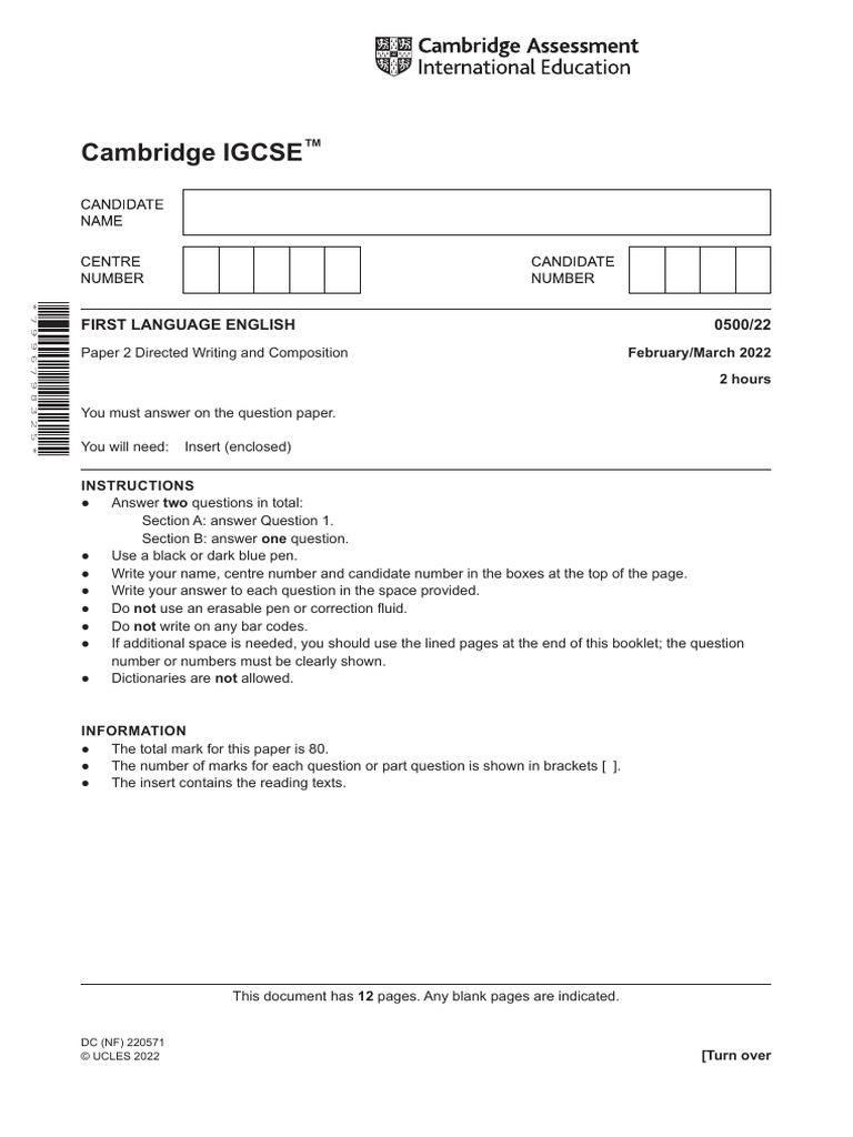 Cambridge igcse first language english 0500 22 pdf communication