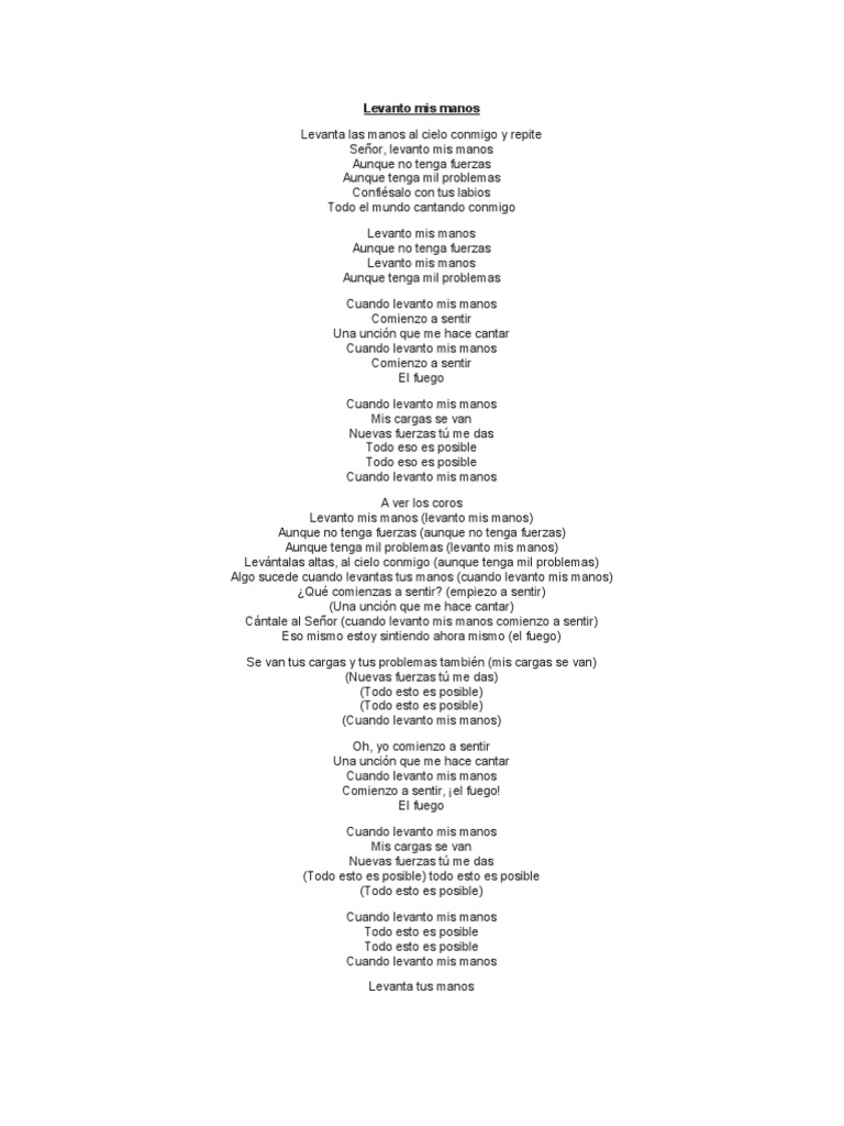 Levanto mis manos: Letra y mensaje | PDF
