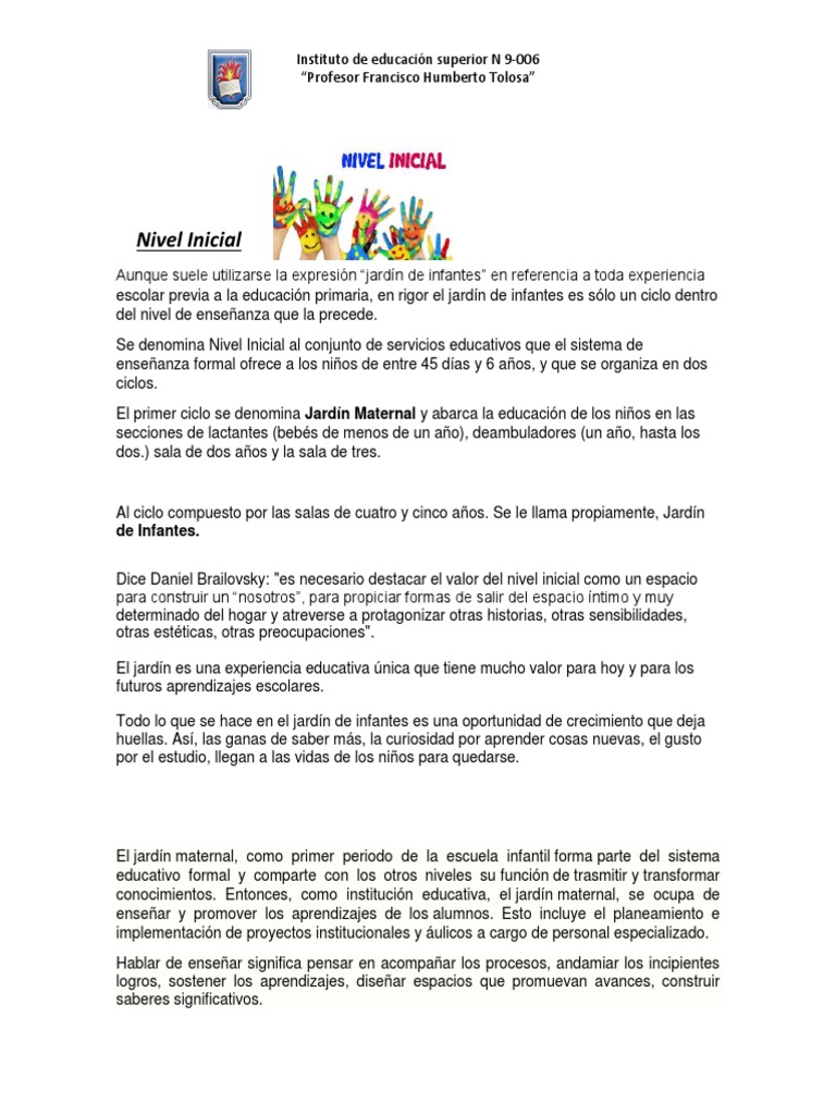 Importancia del Jardín Maternal en la Educación | PDF | Educación de la ...