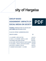 University of Hargeisa: Group Based Assignment:Impacts of Social Media On Society