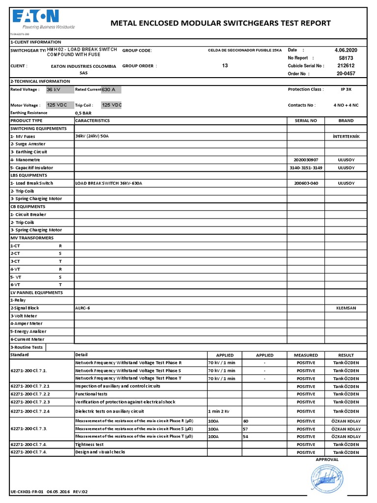 Switchgear Test Report | PDF | Switch | Power Engineering