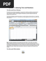 Lesson 1: Entering Text and Numbers: The Microsoft Excel Window