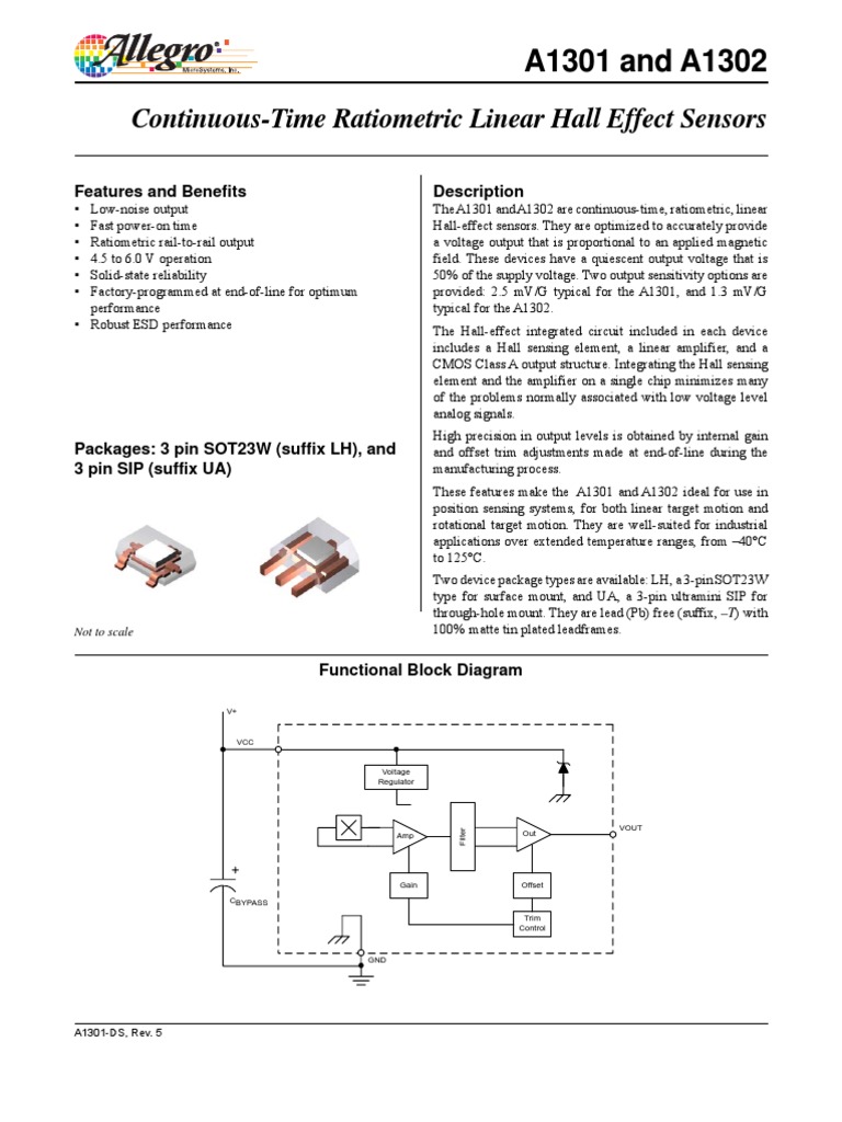 ContinuousTime Ratiometric Linear Hall Effect Sensors A1301 and A1302