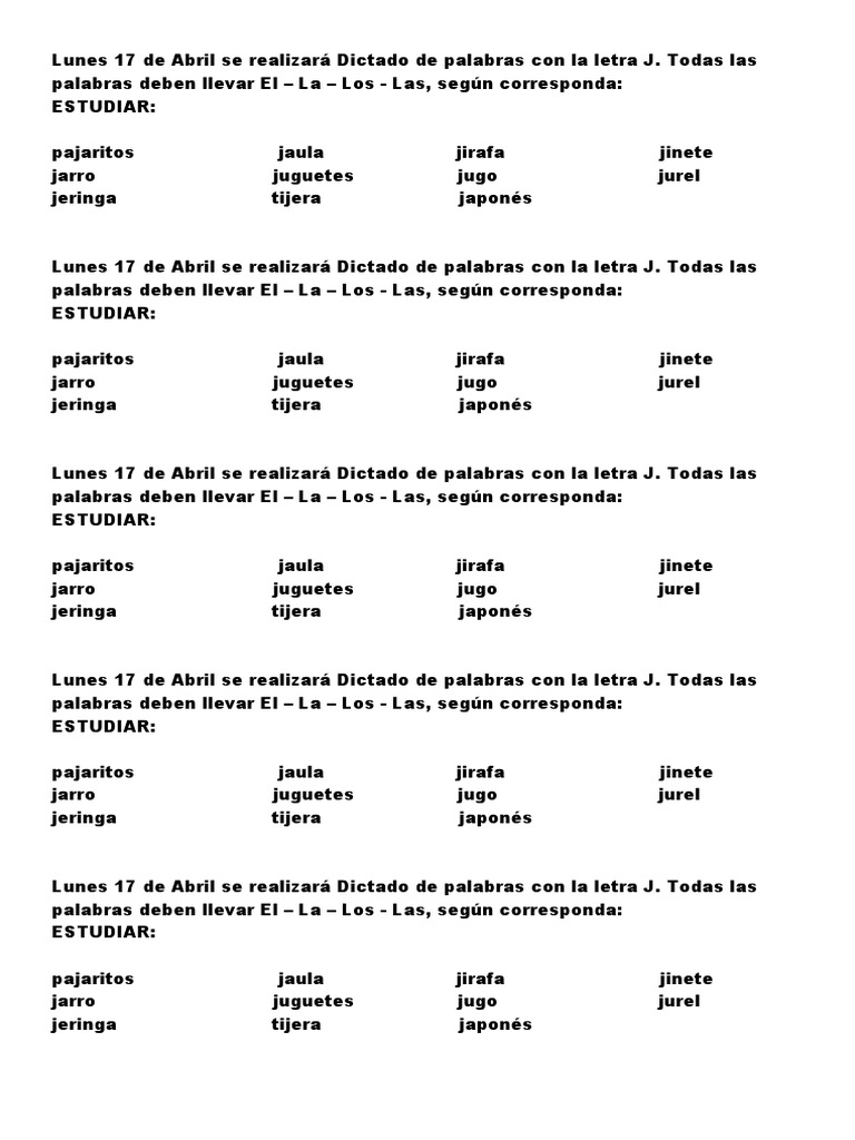 Palabras Con La Letra J Reglas Ortográficas De La J | Palabras Que Se
