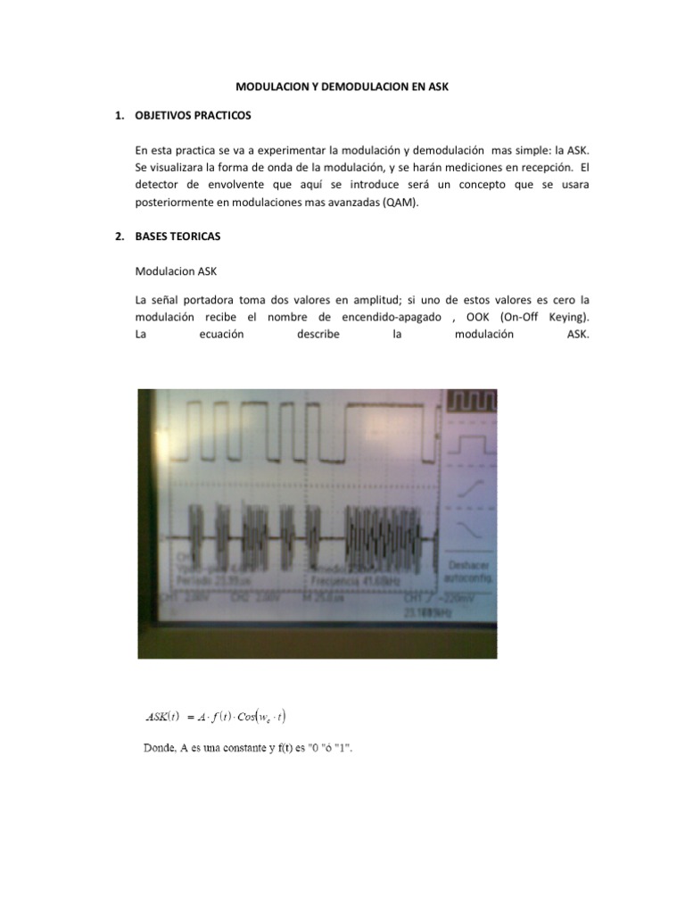 Modulacion y Demodulacion en Ask | PDF