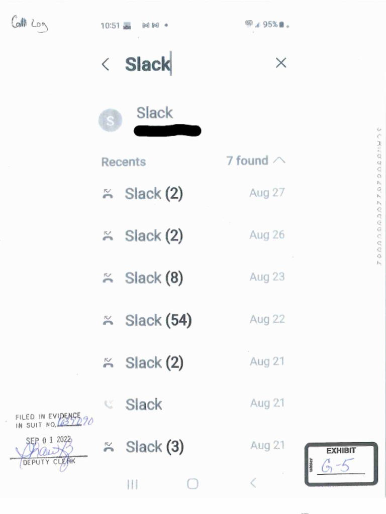 Caddo District Court Records of Logs of Melvin Slack's Calls PDF