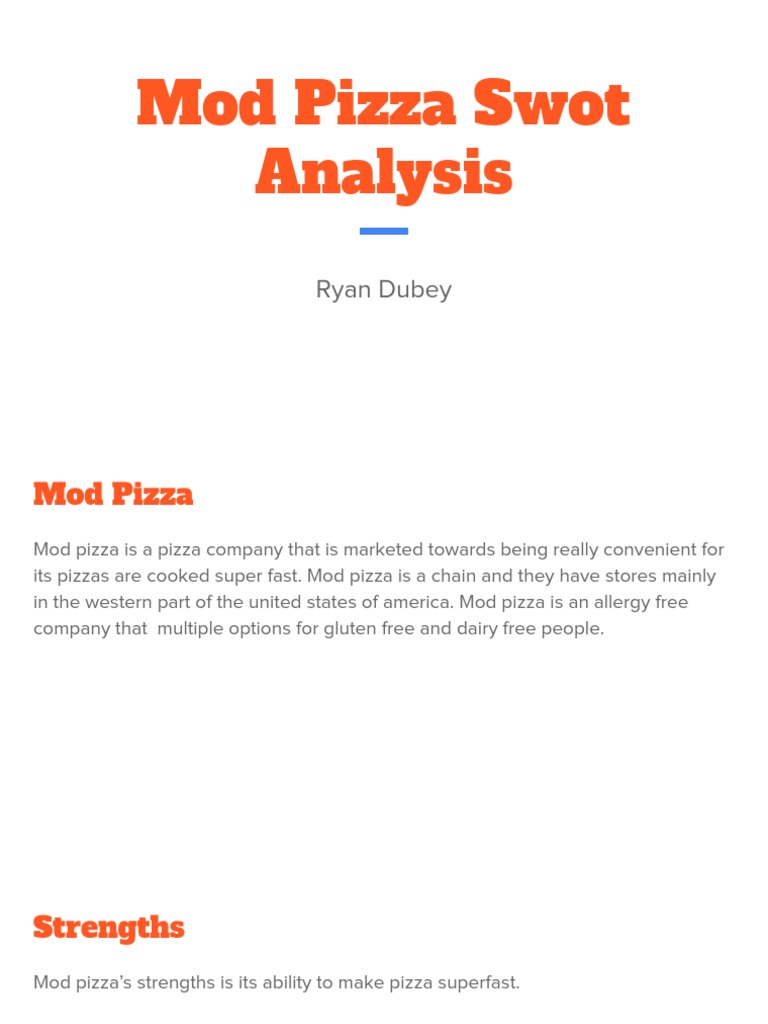 Mod Pizza SWOT Analysis Overview | PDF