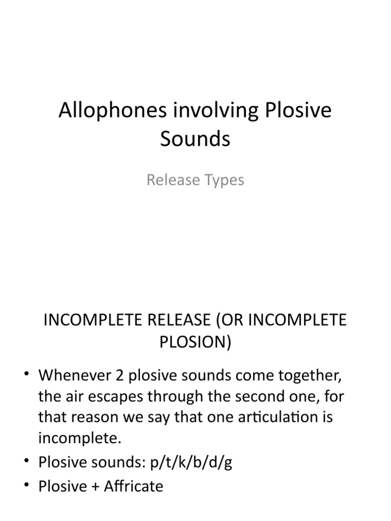 Allophones Involving Plosive Sounds PDF