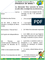 Atividade Fazendo A Correspondência Dos Fatos Da Independência Do Brasil