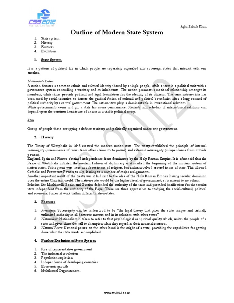 Overview of Modern State System | PDF | Sovereign State | Sovereignty