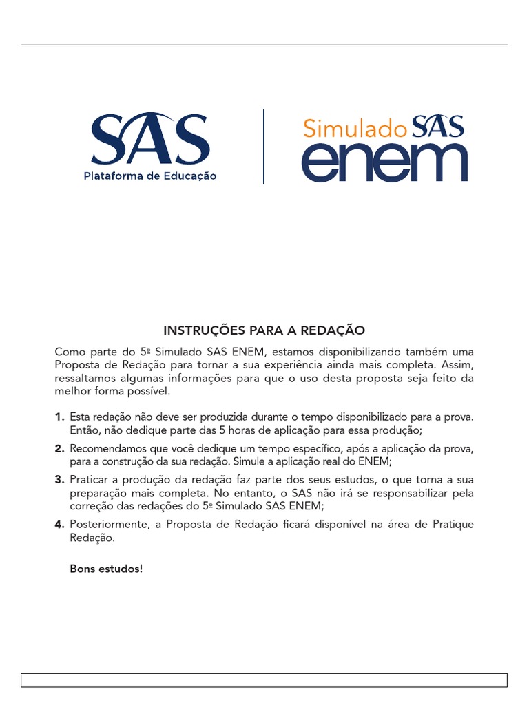 Simulado SAS ENEM 2022 Edição 5 1 Série PDF Comunicação humana