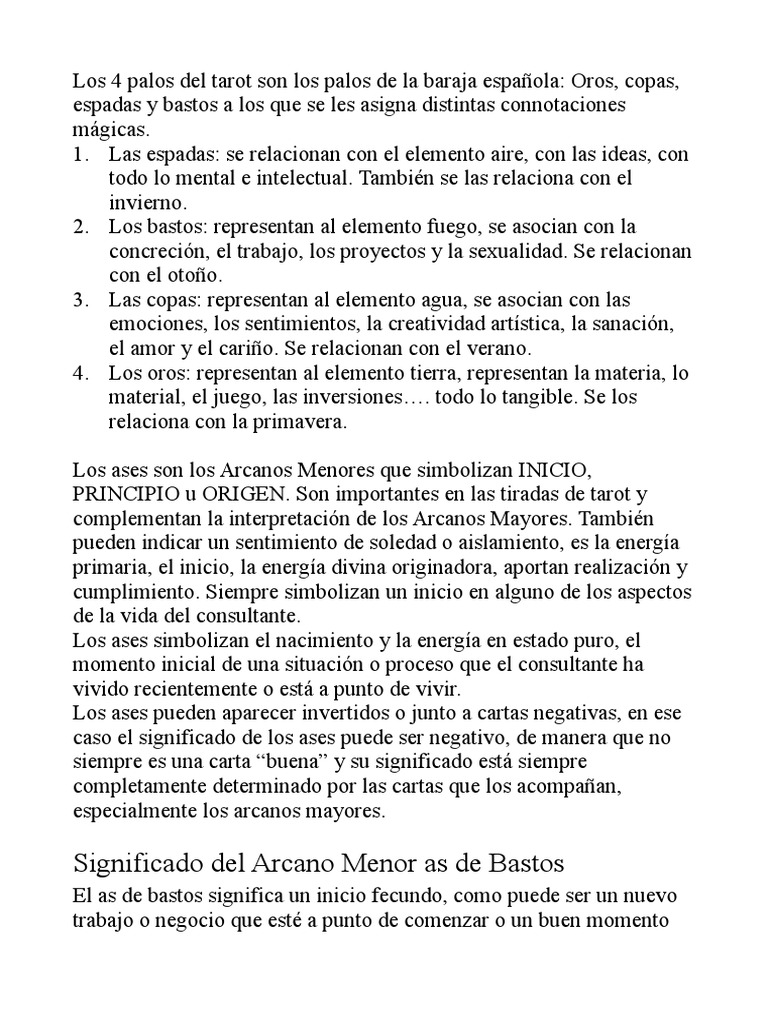 Significado de los Arcanos Menores del Tarot | PDF | Amor | Felicidad