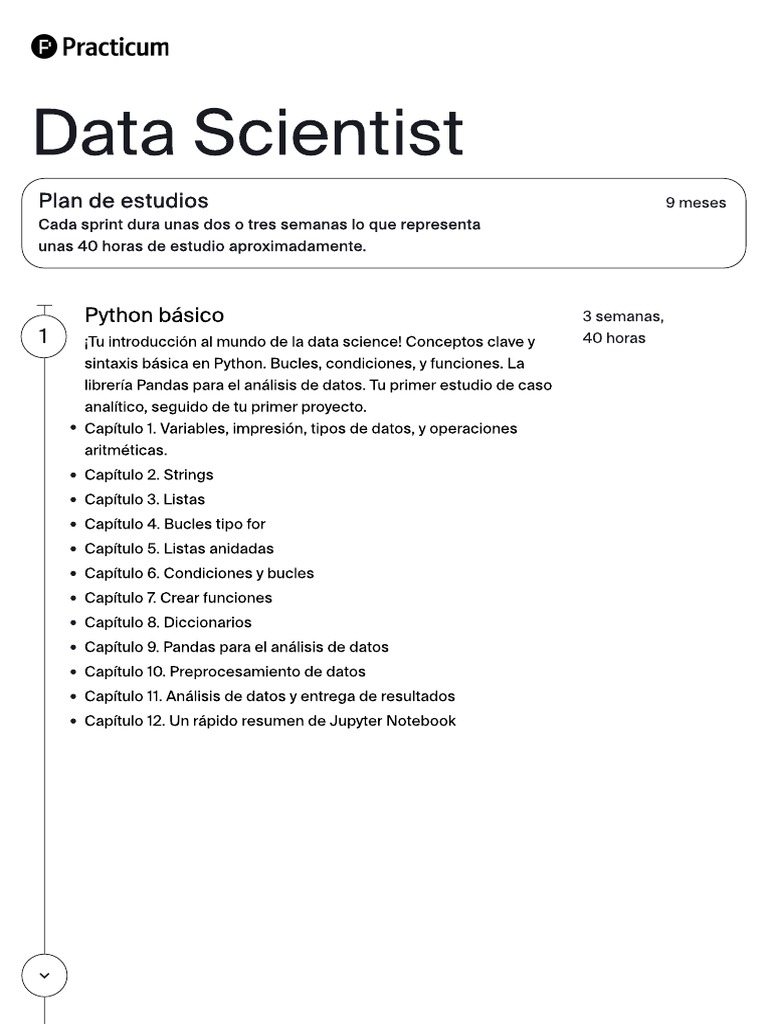 Plan de estudios para Data Scientist | PDF | Aprendizaje automático ...