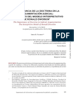 Importancia de La Doctrina en La Argumentación Judicial: A Propósito Del Modelo Interpretativo de Ronald Dworkin