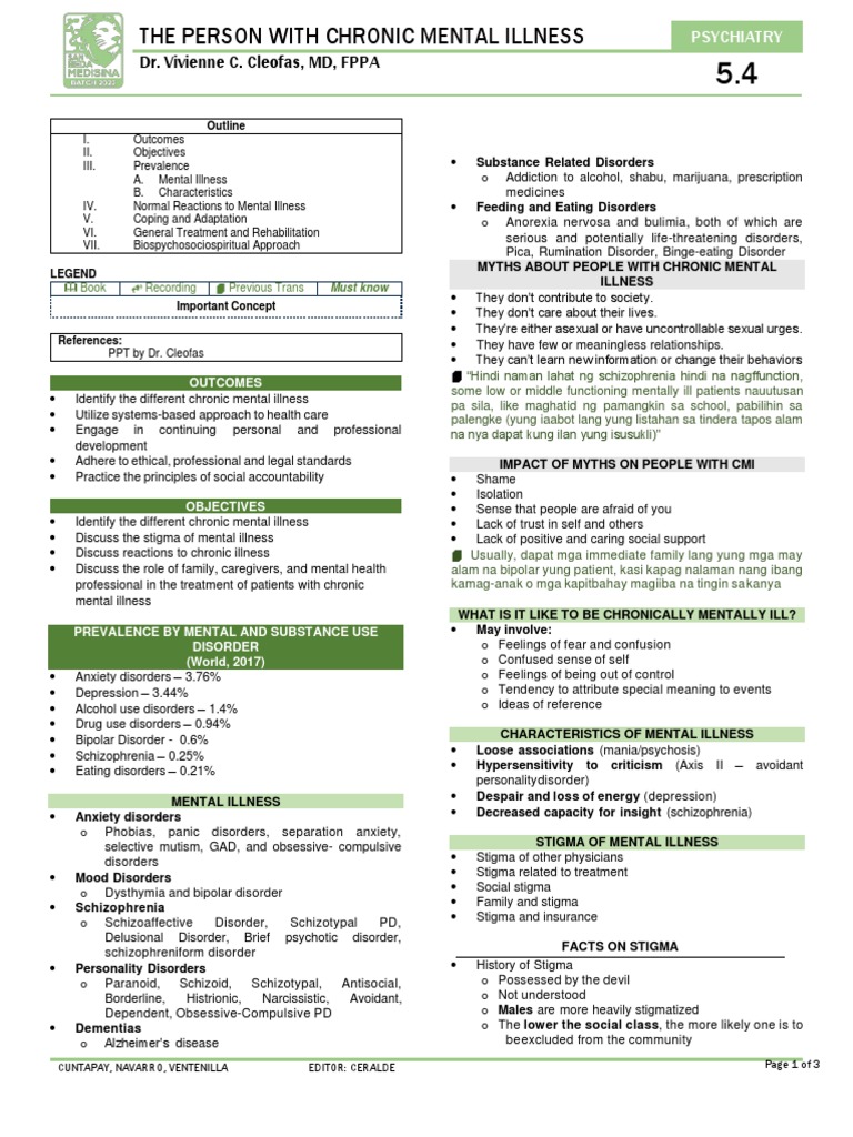 Chronic Mental Illness Guide | PDF | Mental Disorder | Psychiatry