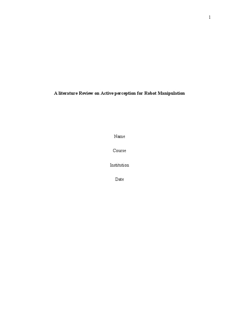 Active Perception For Robot Manipulation | PDF | Perception | Robot