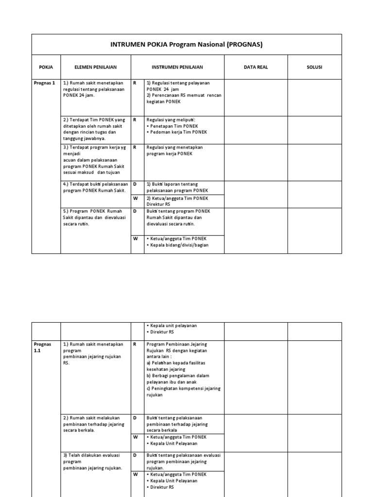 Instrumen Penilaian Program Kesehatan RS | PDF