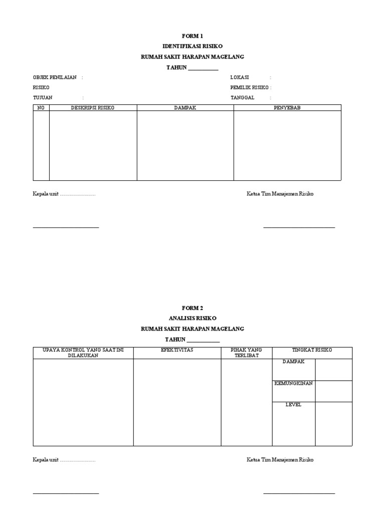 Form Laporan Manajemen Resiko Fix Pdf