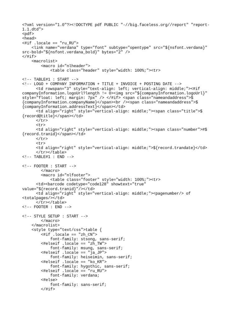 NetSuite Amortization Invoice Template PDF