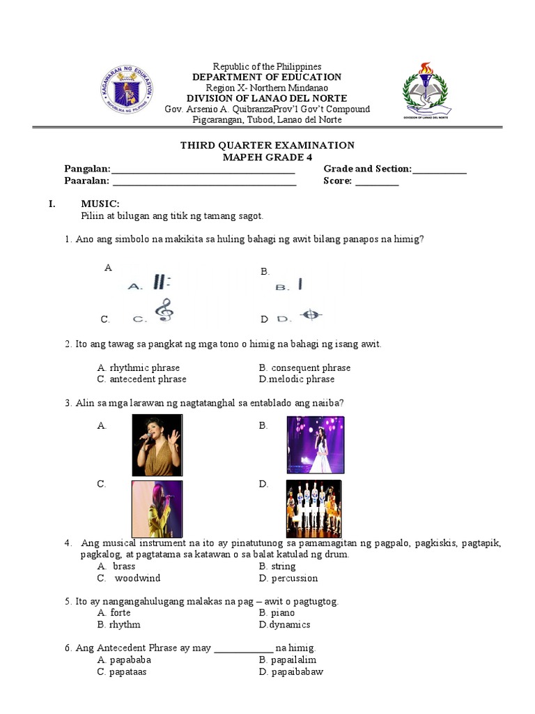 Mapeh grade 4 third q pdf