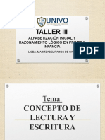 Taller Iii: Alfabetización Inicial Y Razonamiento Lógico en Primera Infancia