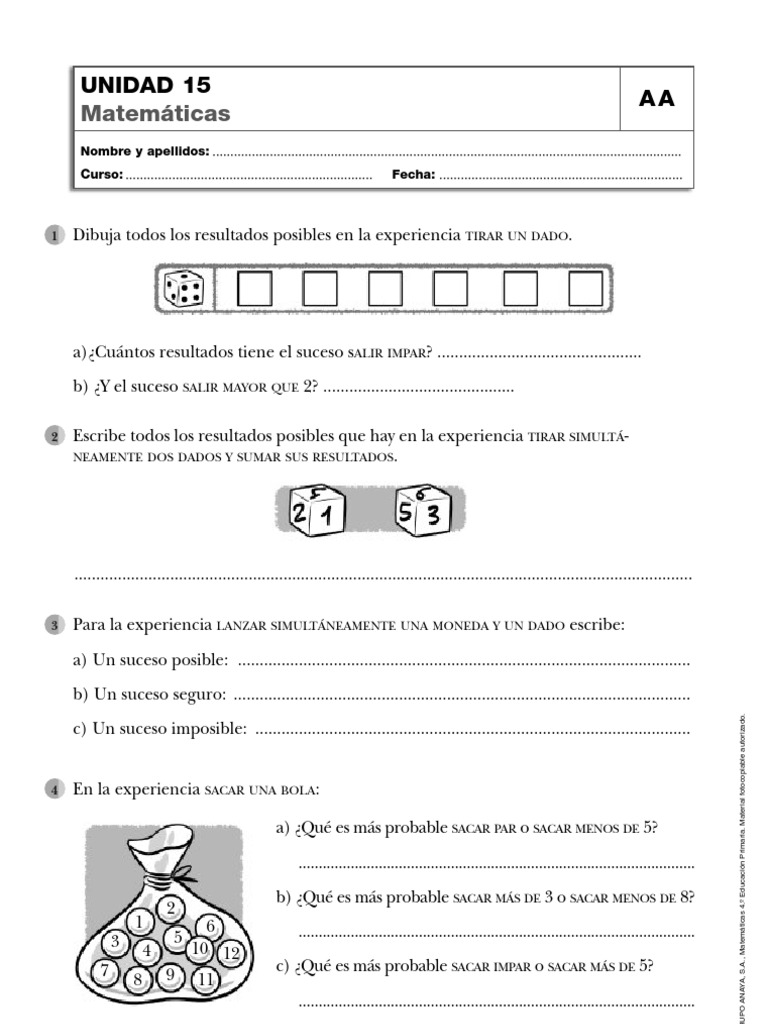 azar y probabilidad 4º