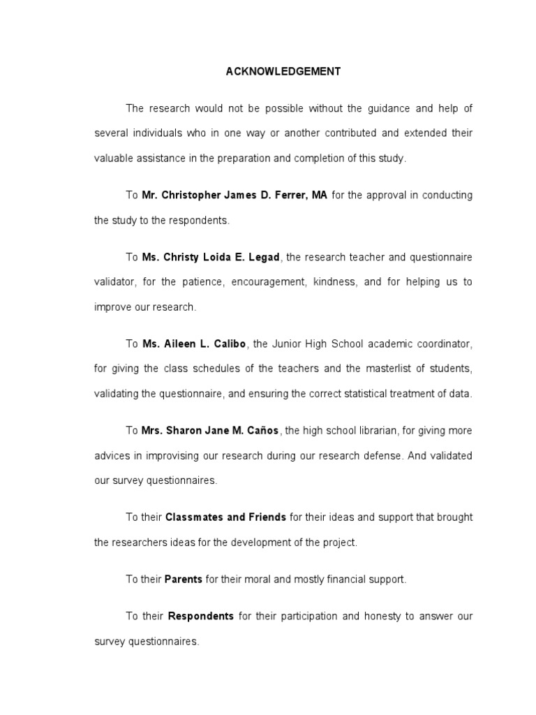 Acknowledging those who made the research possible expressing