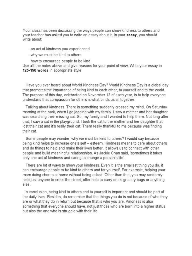 Essay About Kindness | PDF