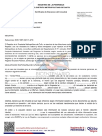 Certificado de Gravamen Negado Propiedad Quito