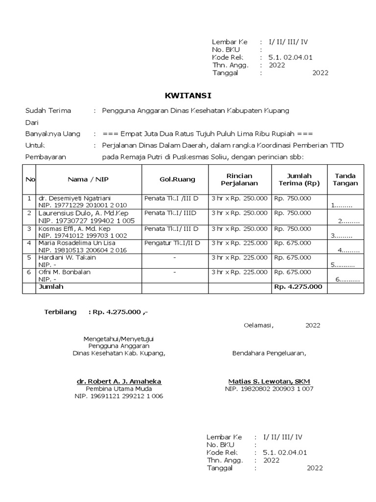 Perbaikan Kwitansi TTD Fix 2022 | PDF