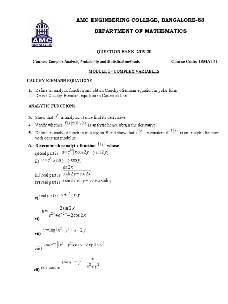 Module 1 complex variables pdf complex number complex analysis