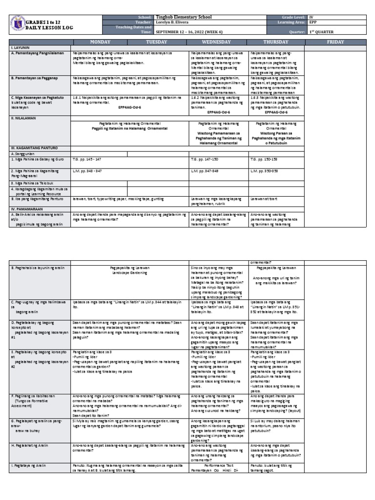 DLL - Epp 4 - Q1 - W4 | PDF