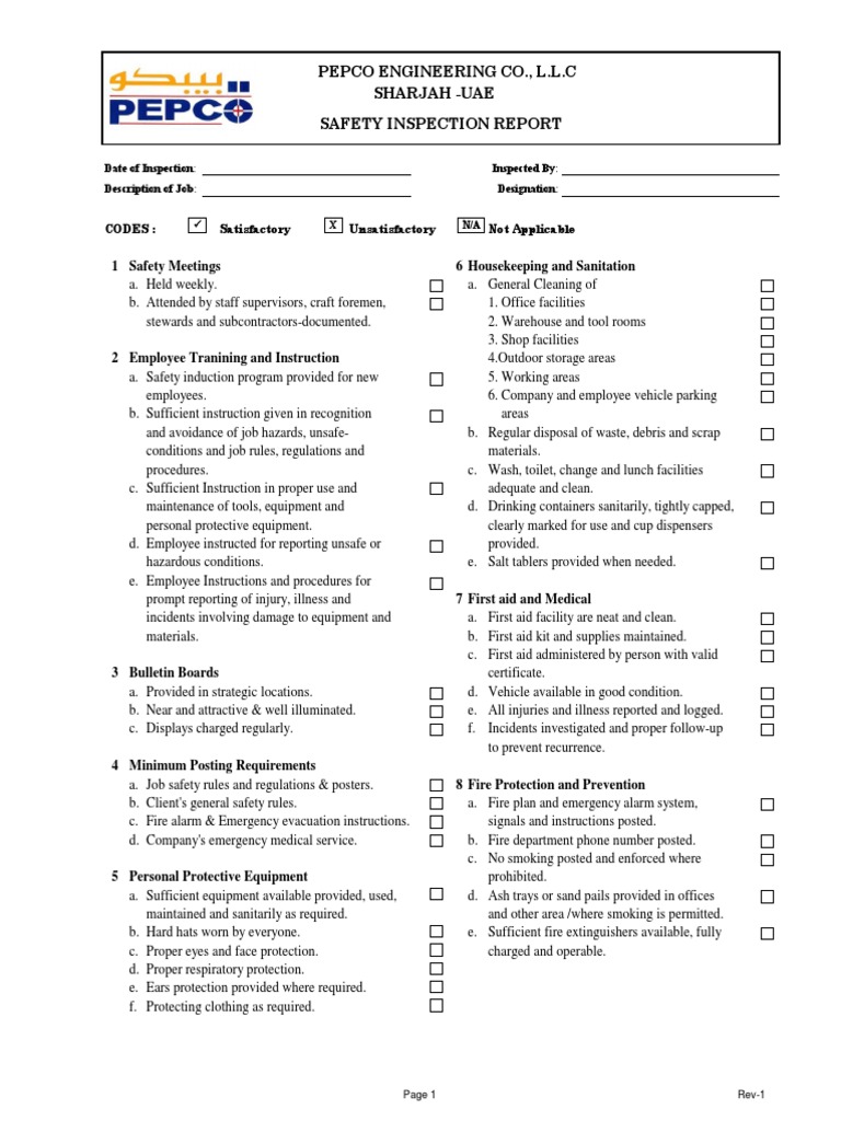 Safety Inspection Report Overview | PDF | Electrical Wiring | Fires