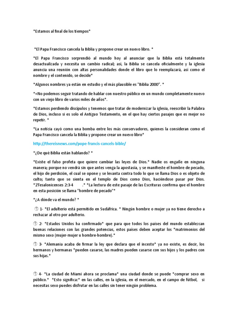 Estamos Al Final De Los Tiempos Pdf Biblia Pecado
