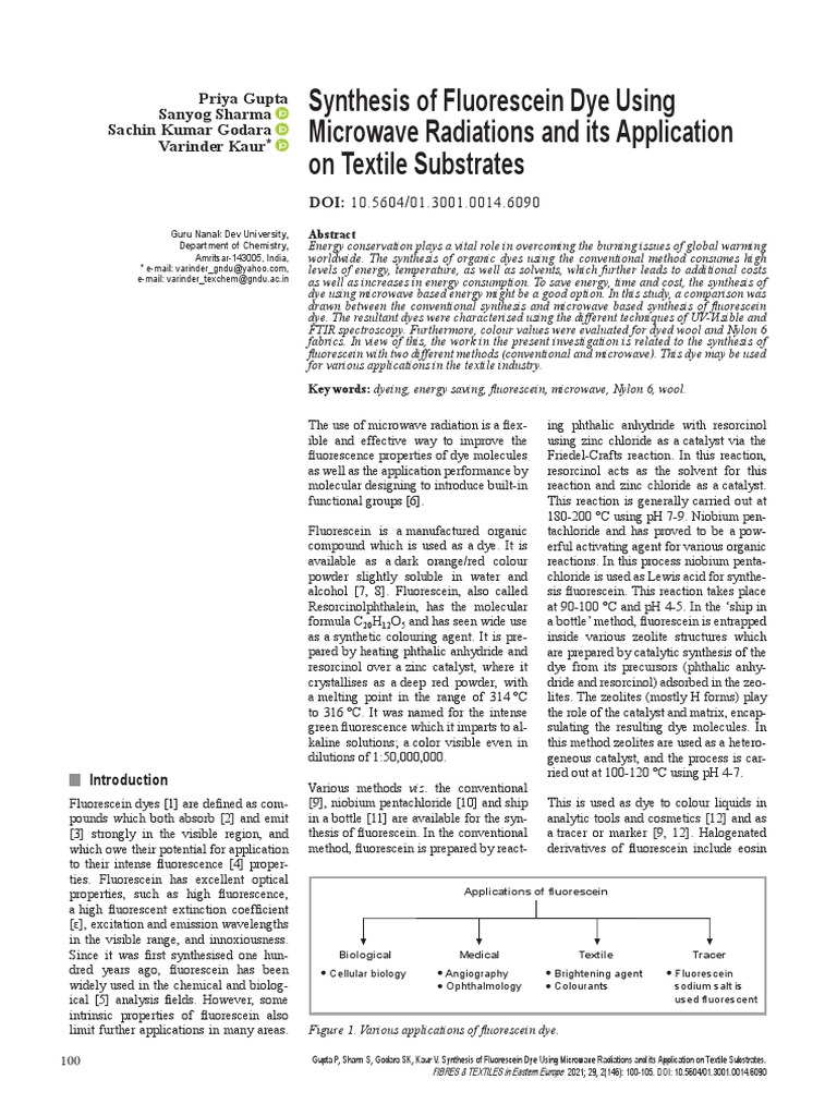 Synthesis Of Fluorescein Dye Using Pdf Dyeing Dye