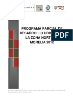 Programa Parcial Desarrollo Urbano Zona Norte Morelia 2012