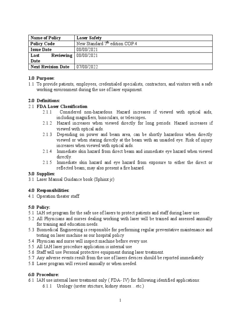 Laser Safety PDF Laser Health Care