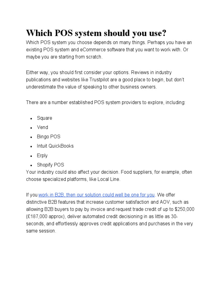 Which POS System Should You Use | PDF | Career & Growth