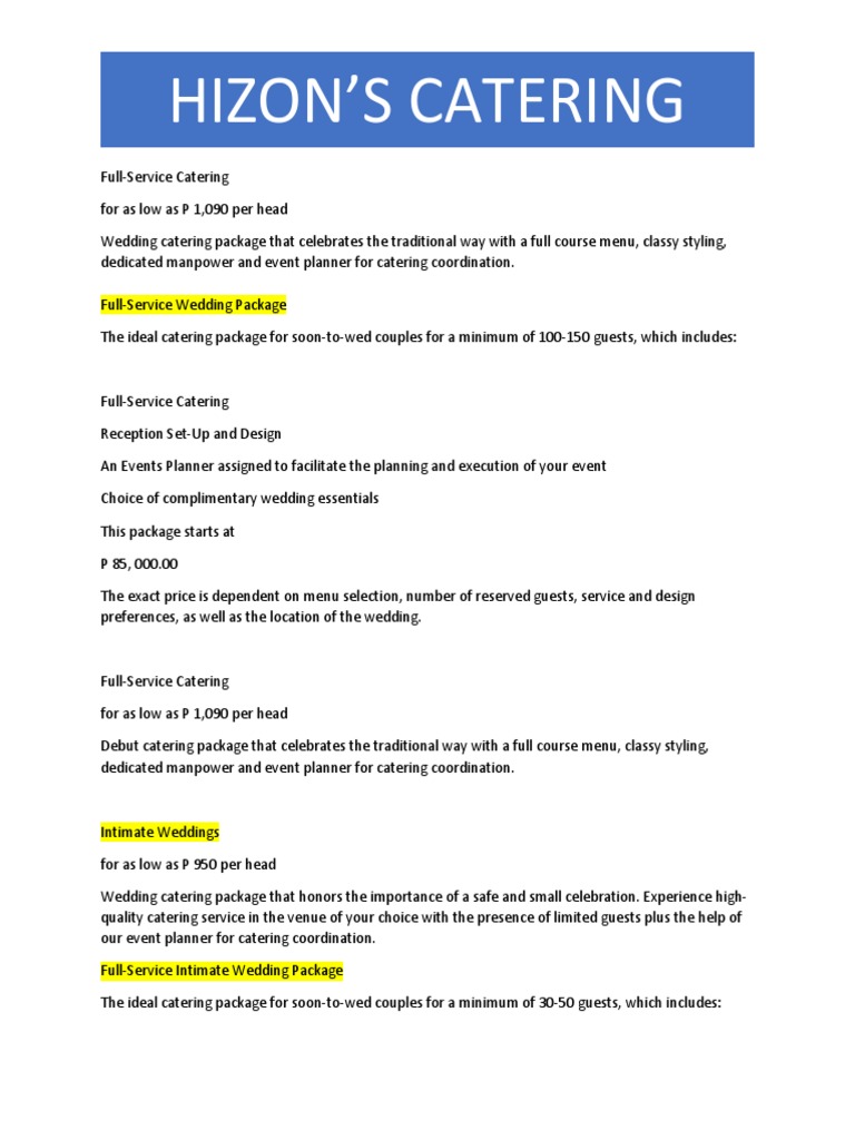 HIZON | PDF | Menu | Tableware