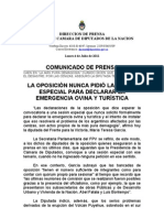 Comunicado de Prensa: Direccion de Prensa Honorable Camara de Diputados de La Nacion