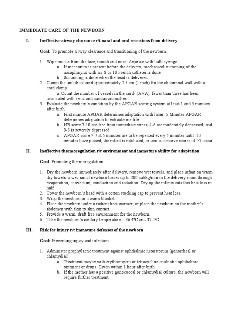 Immediate Newborn Care Guidelines | PDF | Low Birth Weight | Preterm Birth