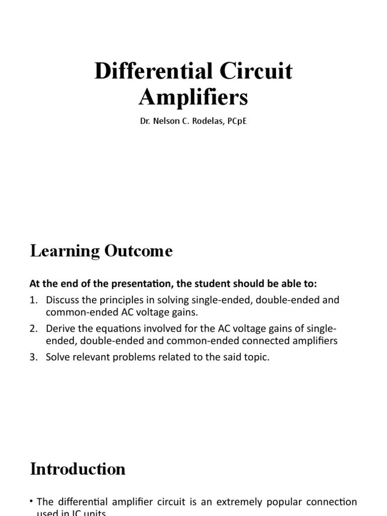 Differential Amplifier Gain Analysis | PDF | Amplifier | Electronic ...