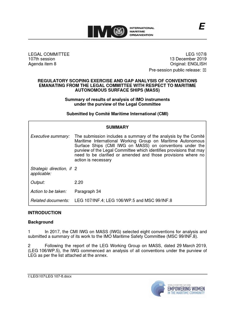 Leg 107 8 summary of results of analysis of imo instruments under the