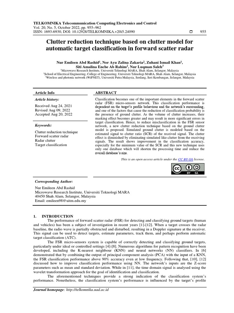 Clutter Reduction for Target Classification | PDF | Spectral Density ...