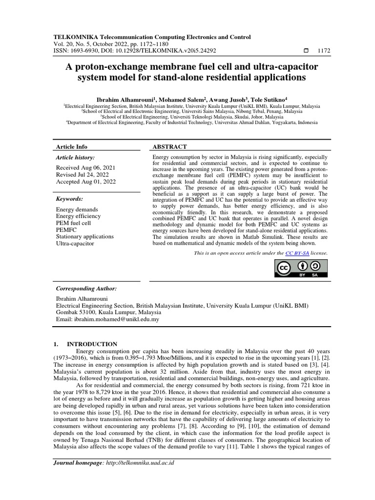 A ProtonExchange Membrane Fuel Cell and UltraCapacitor System Model For StandAlone