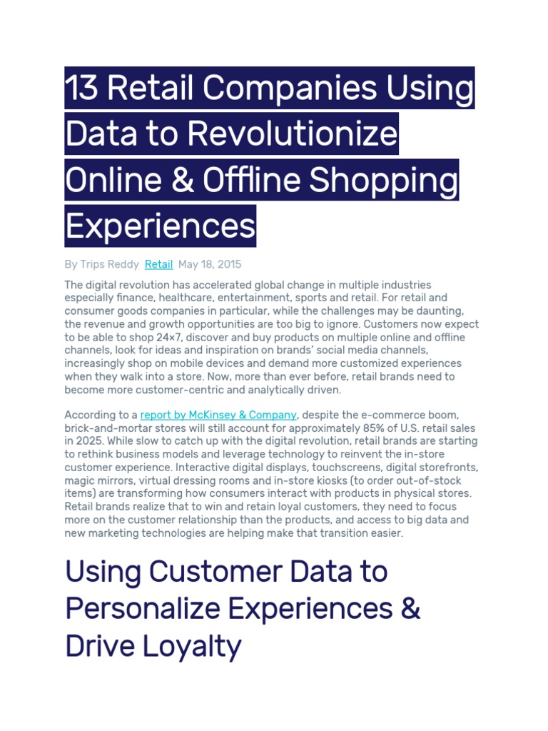 13 Retail Companies Using Data To Revolutionize Online PDF Retail Customer Experience