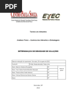 Técnico em Alimentos - Relatório de Determinação de Densidade em Soluções