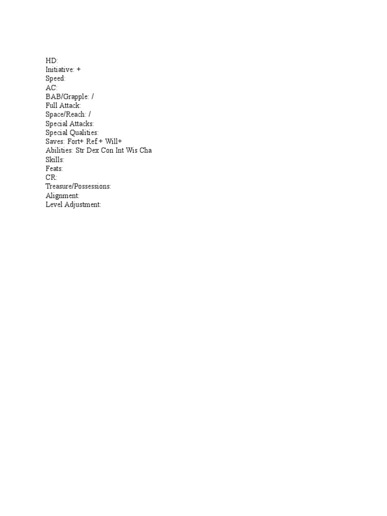 Monster Creation Format | PDF