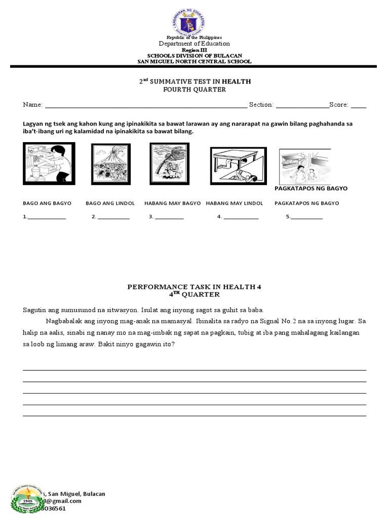 2nd Quiz - Fourth Quarter Summative Test | PDF